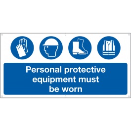 MD096BHBAN - 610x1220mm PPE Equipment must be worn - Banner Sign 500gsm
