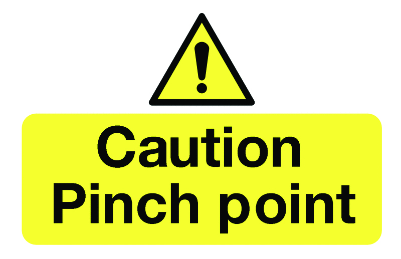MHL12A - 58x90mm Caution Pinch Point - Pk of 6