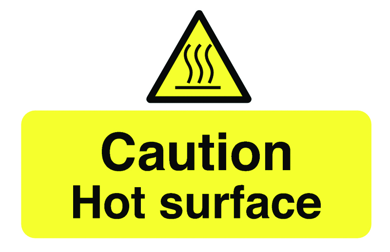 MHL3A - 58x90mm Caution Hot Surface - Pk of 6