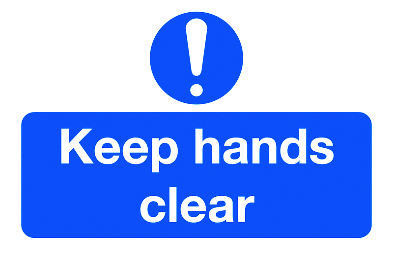 MHL5B - 87x135mm Keep Hands Clear - Pk of 6