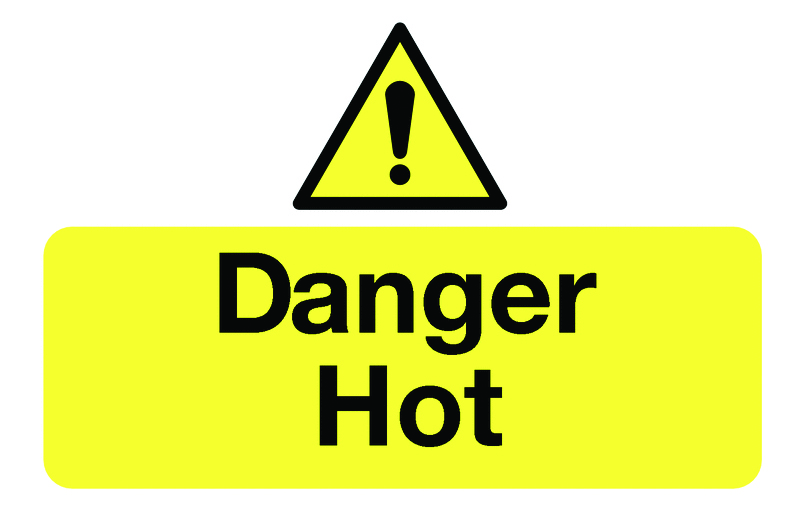 MHL8B - 87x135mm Danger Hot - Pk of 6