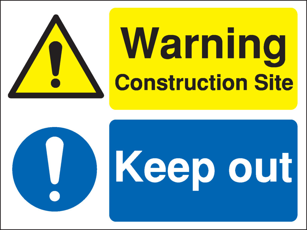 MM077AMRP - 450x600mm Warning Construction Site Keep Out Site Safety Board - Rigid