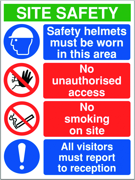 MM092ASRP - 800x600mm Site safety - No Hats No Boots No Job - Rigid