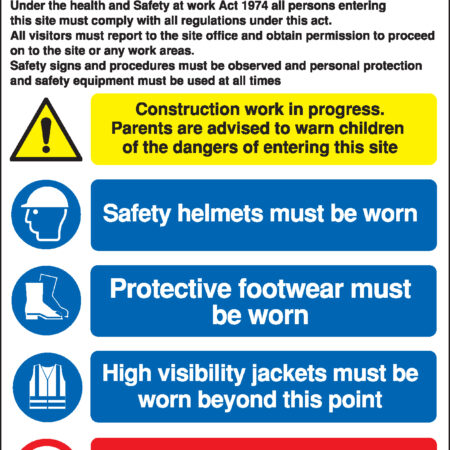 MM094ASRP - 800x600mm Under the health and safety work act Site Safety Board - Rigid