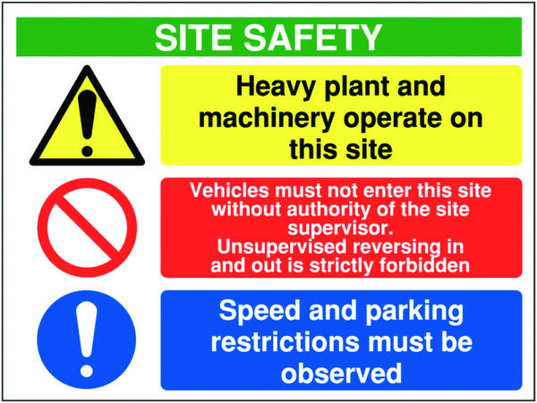 MM095ASRP - 600x800mm Site safety heavy plant and machinery operate on this site - Rigid