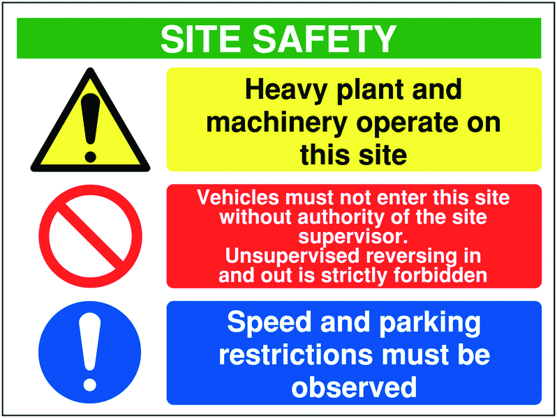 MM095ASRP - 600x800mm Site safety heavy plant and machinery operate on this site - Rigid