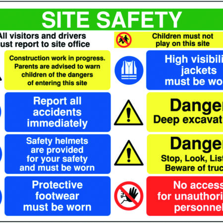 MM097ASRP - 600x800mm Site safety all visitors and drivers must report to - Rigid