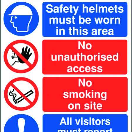 MM105ASRP - 800x600mm Site Safety Safety Helmets must be worn in this area - Rigid