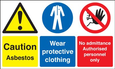 MS00429R - 300x500mm Caution Asbestos Wear Protective Clothing No Admittance Authorised - Rigid
