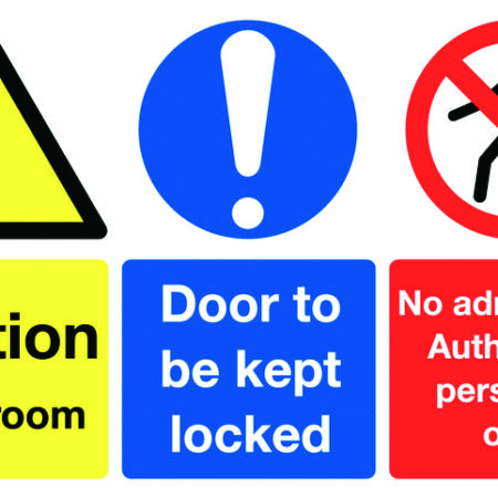MS01110R - 100x300mm Caution Plant Room Door To Be Kept Locked No Admittance Authorised - Rigid