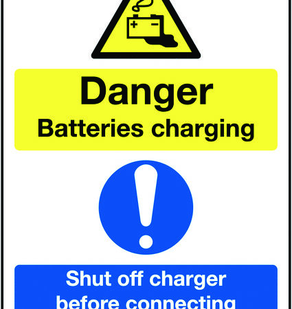 MS01950R - 297x210mm Danger Batteries Charging Shut Off Charger Before Connecting or Disconnecting - Rigid