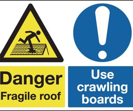 MS02636R - 450x600mm Danger Froagile Roof Use Crawling Boards - Rigid