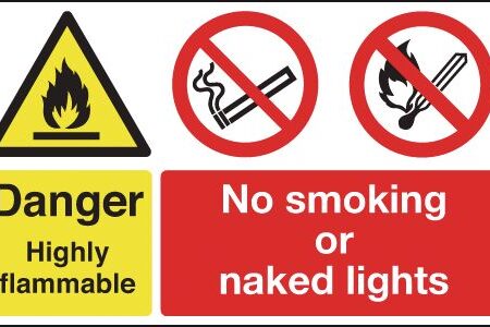 MS03329R - 300x500mm Danger Highly Flammable No Smoking or Naked Lights - Rigid