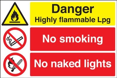 MS03336D - 450x600mm Danger Highly Flammable No smoking No naked lights stanchion sign