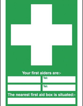 MS04349R - 420x297mm Your First Aiders Are (spaces) Your Nearest First Aid Box Is Situated - Rigid