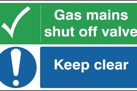 MS04529R - 300x500mm Gas Mains Shut Off Valve Keep - Site Safety Board - Rigid