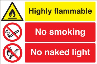 MS04829R - 300x500mm Highly Flammable No Smoking No Naked Light - Rigid