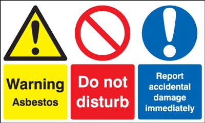 MS06629R - 300x500mm Warning Asbestos Do Not Disturb Report Accident Damage Immediately - Rigid
