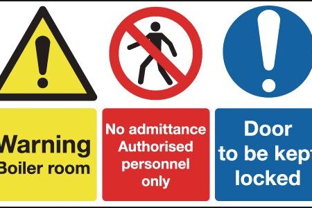 MS06710R - 100x300mm Warning Boiler Room No Admittance Authorised Door To Be Kept Locked - Rigid