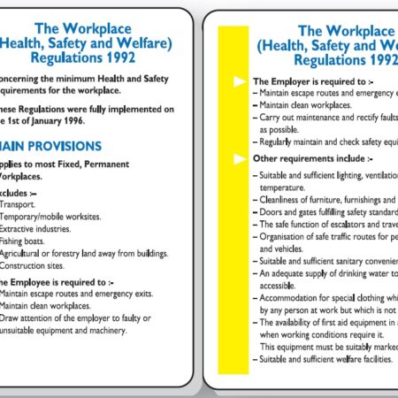 PG95 - 120x80mm The Workplace Health Safety & Welfare Regulations 1992 Pocket Guide