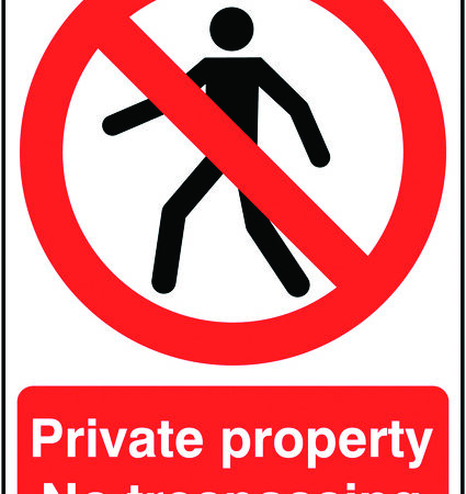 PH05549R - 420x297mm Private Property No Trespassing - Rigid