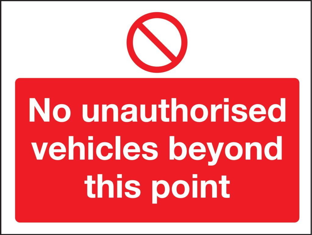 PH06936R - 450x600mm No Unauthorised Vehicles Beyond This Point - Rigid