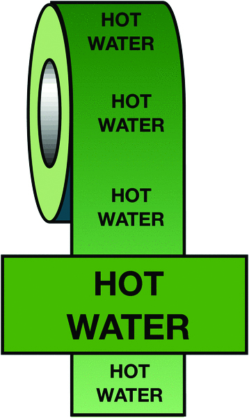 PIT04 - 150mmx33m Hot Water BS Pipeline Marking & Identification Tape