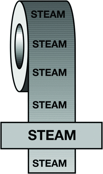 PIT33 - 50mmx33m Steam BS Pipeline Marking & Identification Tape