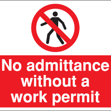 PR072BERP - 300x400mm No admittance without a work permit Construction Sign - Rigid