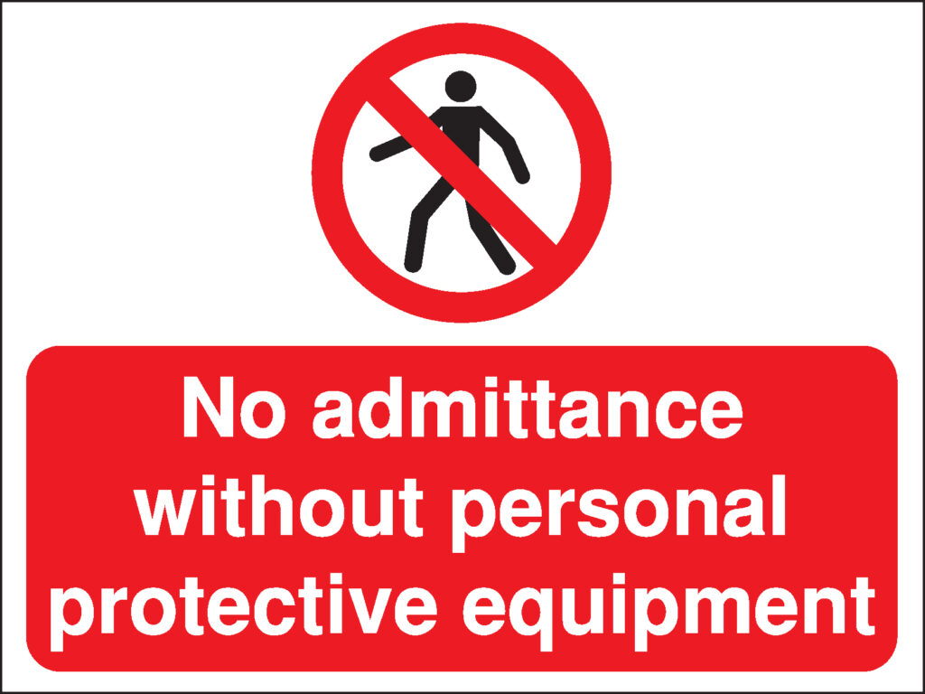 PR073AMRP - 450x600mm No admittance without personal protective equipment Construction Sign - Rigid