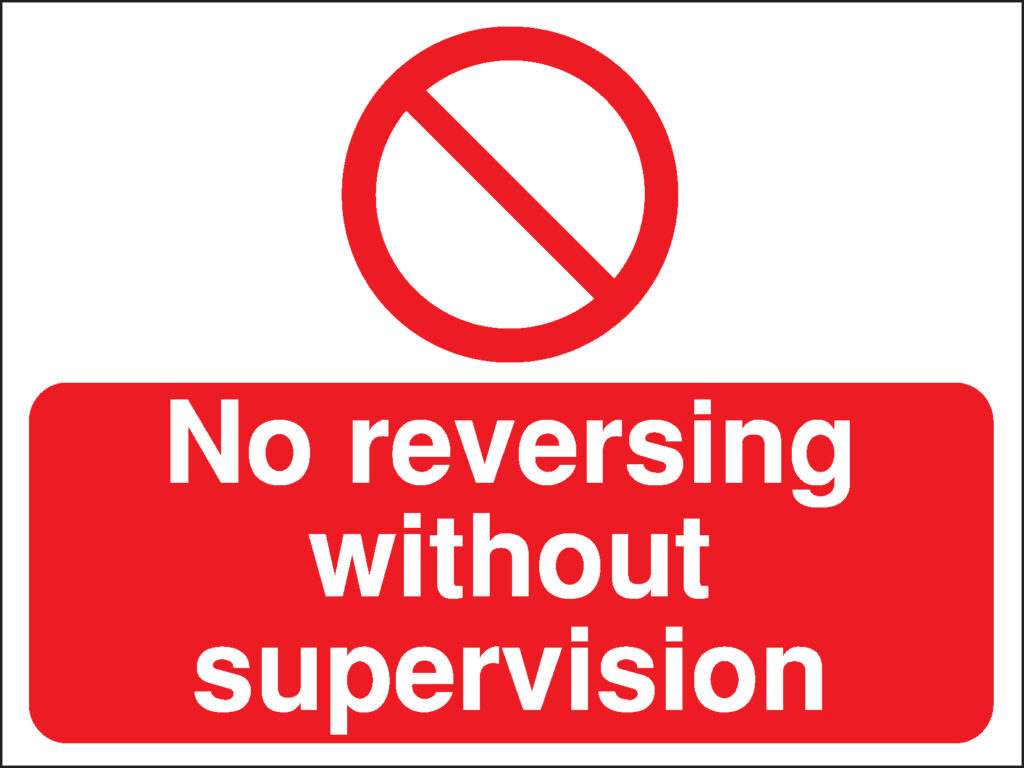PR079AMRP - 450x600mm No reversing without supervision Construction Sign - Rigid