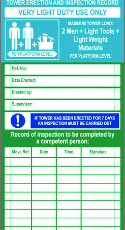 SCF07A - Scafftag Standard Towertag Inserts Pack of 10