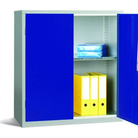 STR0080DB - Workplace Storage Cupboard - 1 shelf - 2 Doors - Dark Blue - 1000 x 915 x 457mm (HxWxD)