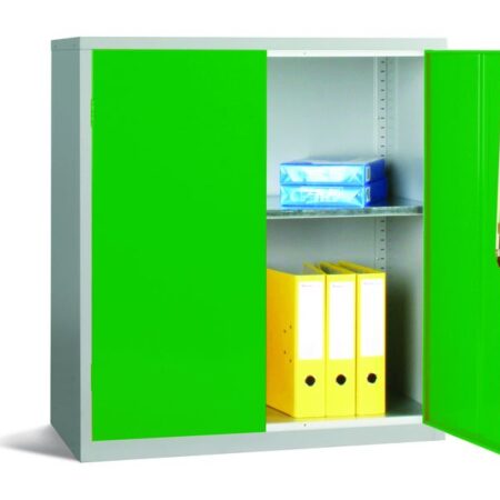 STR0080GRN - Workplace Storage Cupboard - 1 shelf - 2 Doors - Green - 1000 x 915 x 457mm (HxWxD)