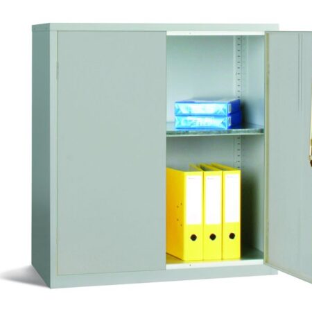 STR0080GRY - Workplace Storage Cupboard - 1 shelf - 2 Doors - Grey - 1000 x 915 x 457mm (HxWxD)