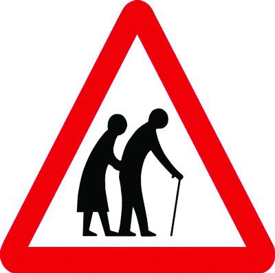 TRF0106LP - 600mm Elderly Crossing Class 1 Reflective Traffic Sign (Post)