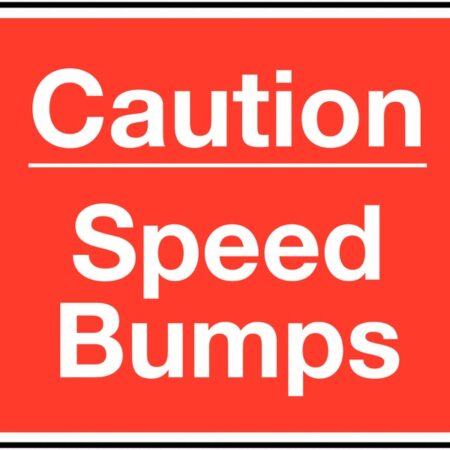 TRF0190EP - 450 x 600mm Caution Speed Bumps Class 1 Reflective Traffic Sign (Post)
