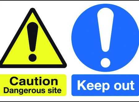VIP12 - 300x400mm Caution Hazard area No entry Vandal resistant sign