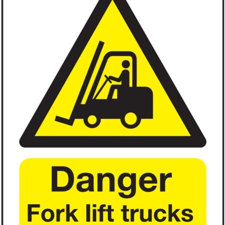 W63A/A - 400x300mm Danger Fork lift trucks Vandal resistant sign