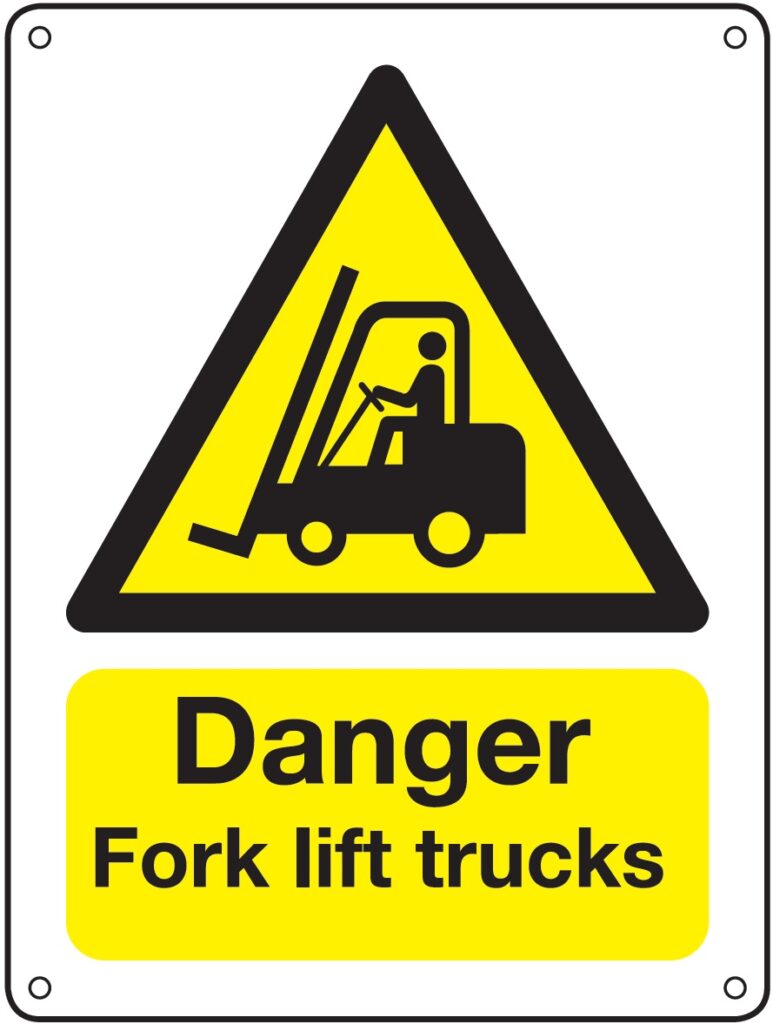 W63A/A - 400x300mm Danger Fork lift trucks Vandal resistant sign