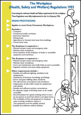 WC95 - 600x420mm The Workplace Health Safety & Welfare Regulations 1992 Wallchart