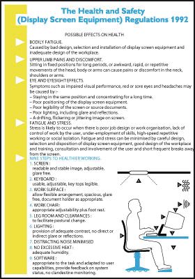WC98 - 600x420mm The Health & Safety Display Screen Equipment Regulations 1992 Wallchart