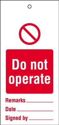 WT35A - 110x50mm Do not operate Maintenance Safety Tag