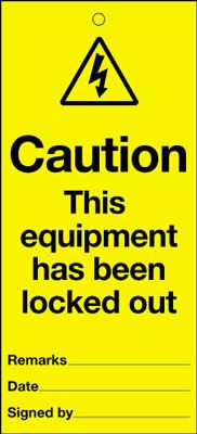 WT4BB - 110x50mm Caution this equipment has been locked out Maintenance Safety Tag
