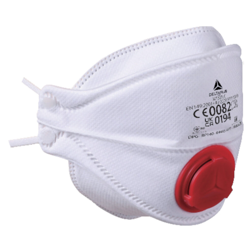 M1305V - FFP3 facial filter masks (valve) in non-woven synthetic fibre. Foldable 4-panel mask for all types of faces (Box of 10)