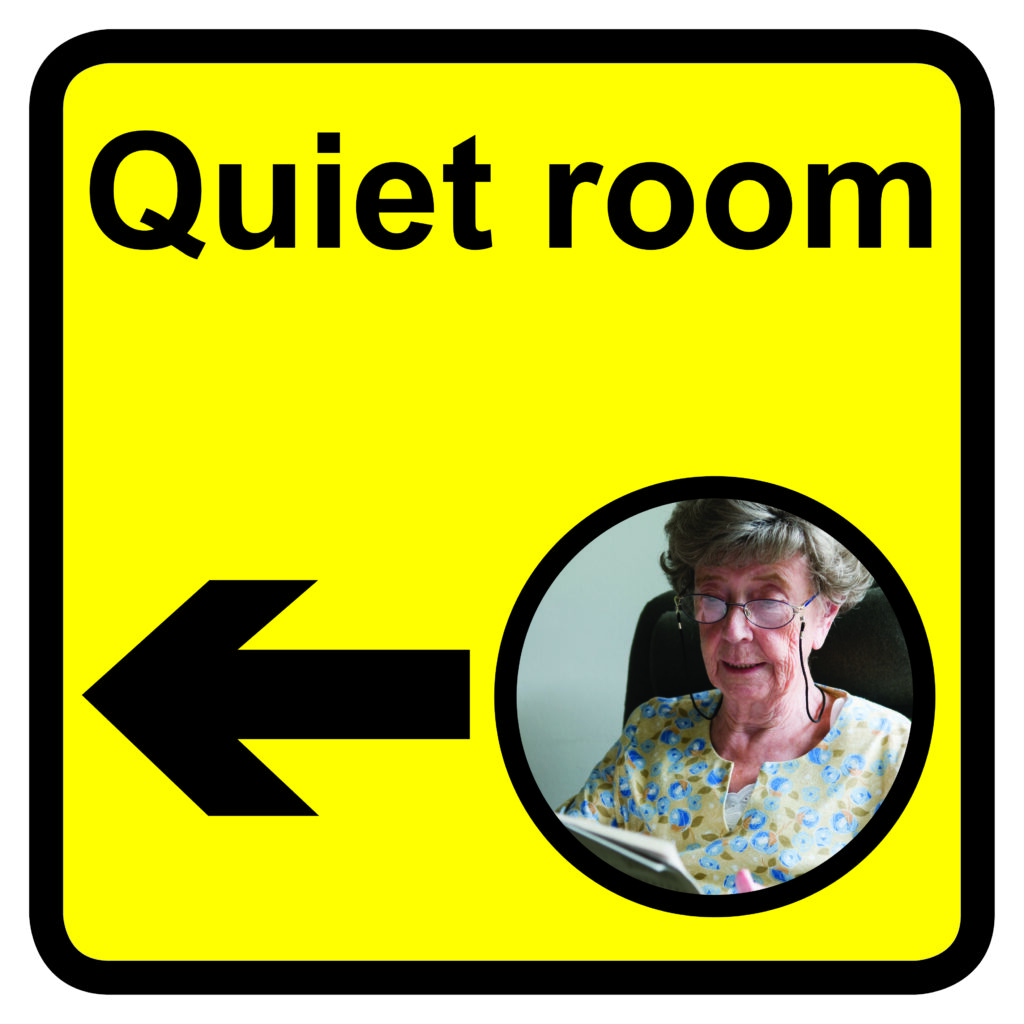 KAI212 - 300x300mm Quiet room Dementia Sign Arrow Left