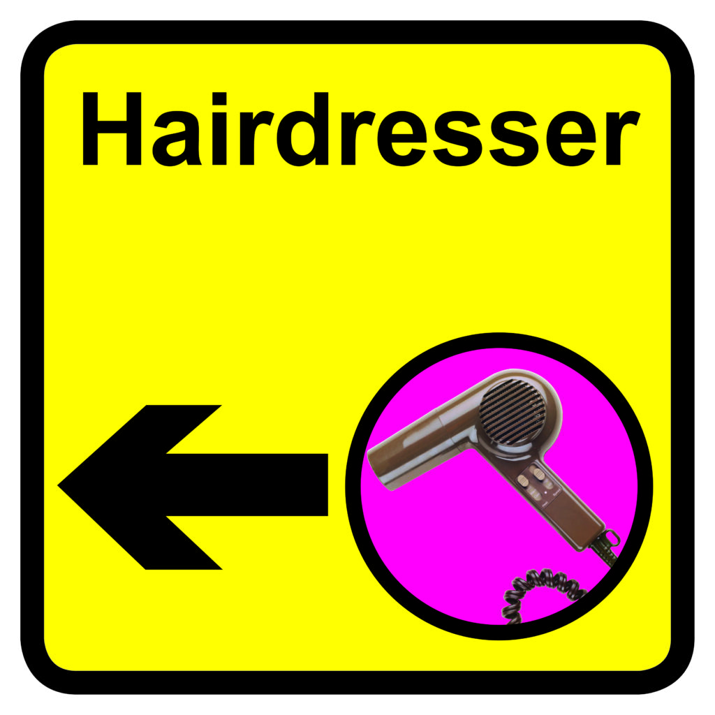 KAI213 - 300x300mm Hairdresser Dementia Sign Arrow Left