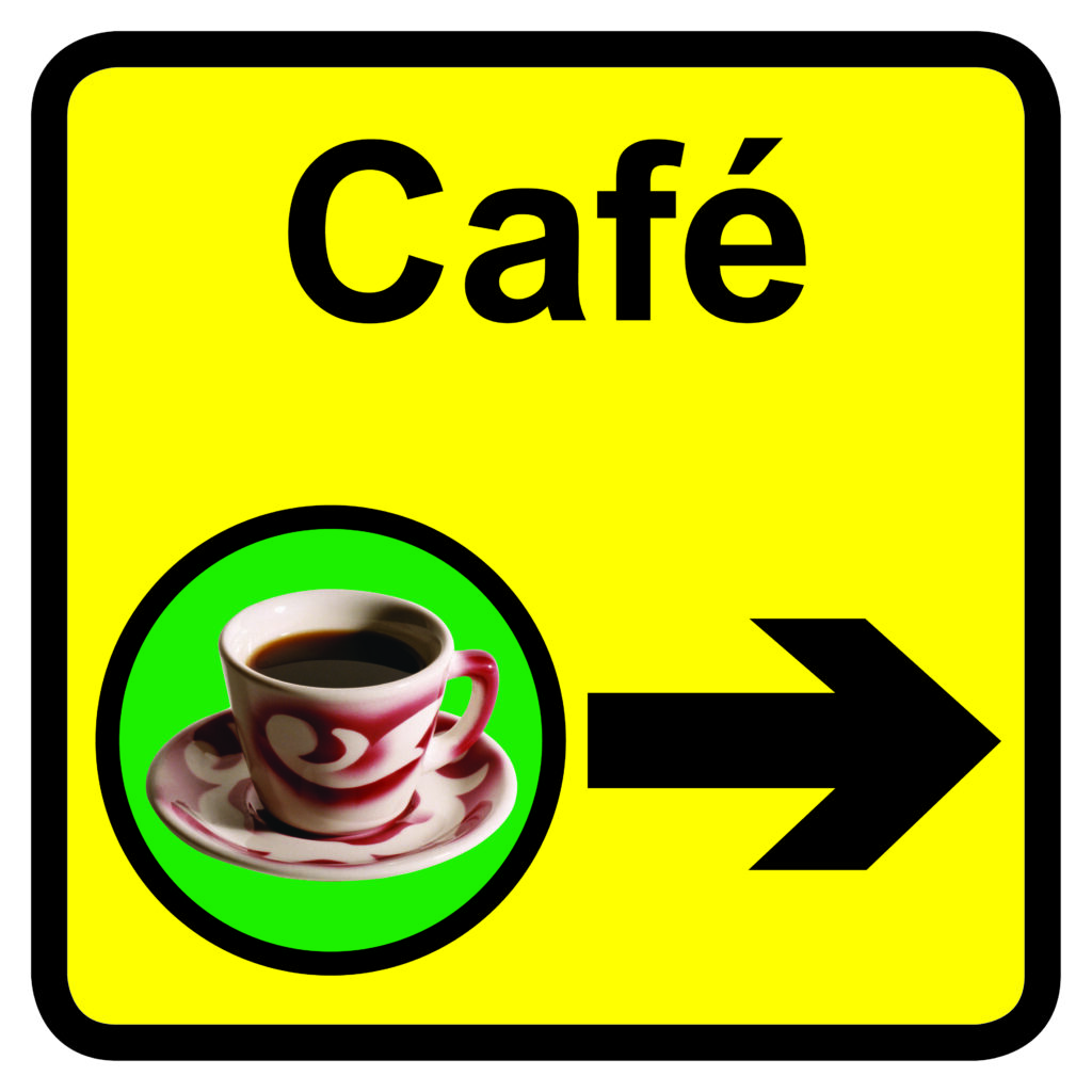 KAI308 - 300x300mm Cafe Dementia Sign Arrow Right