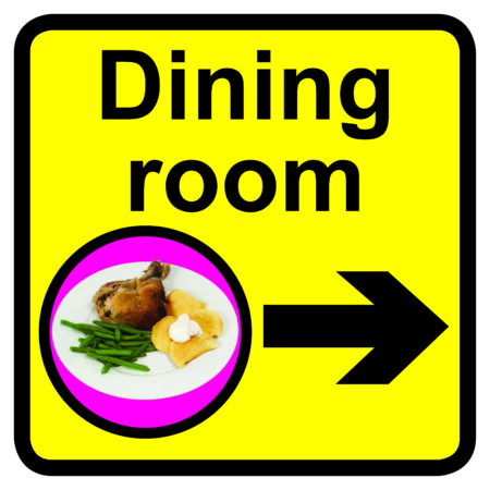 KAI310 - 300x300mm Dining Room Dementia Sign Arrow Right