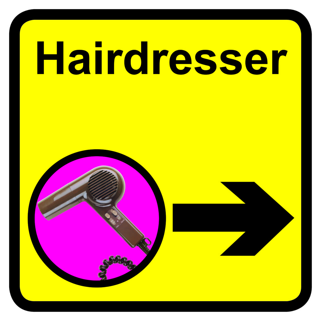 KAI313 - 300x300mm Hairdresser Dementia Sign Arrow Right